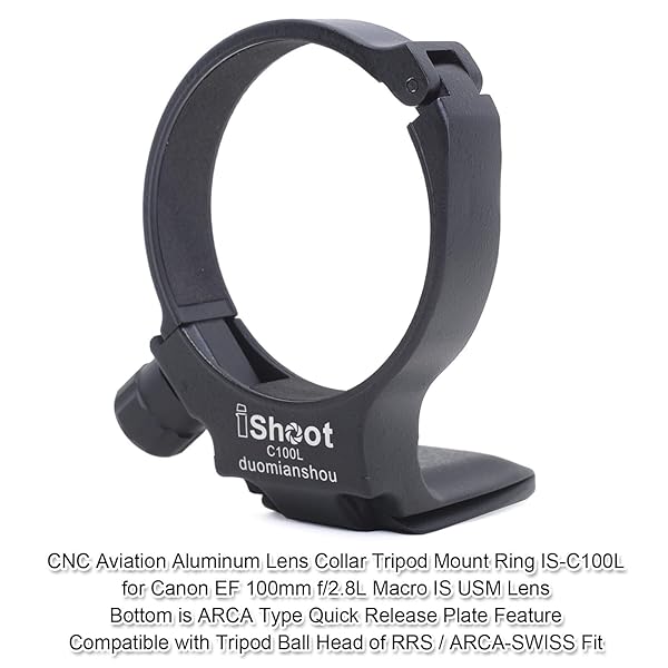 iShoot iShoot 68mm Tripod Mount Ring for Canon EF 100mm f/2.8L Macro IS - Quick Release Plate Compatible with Arca-Swiss - View 4 of 11