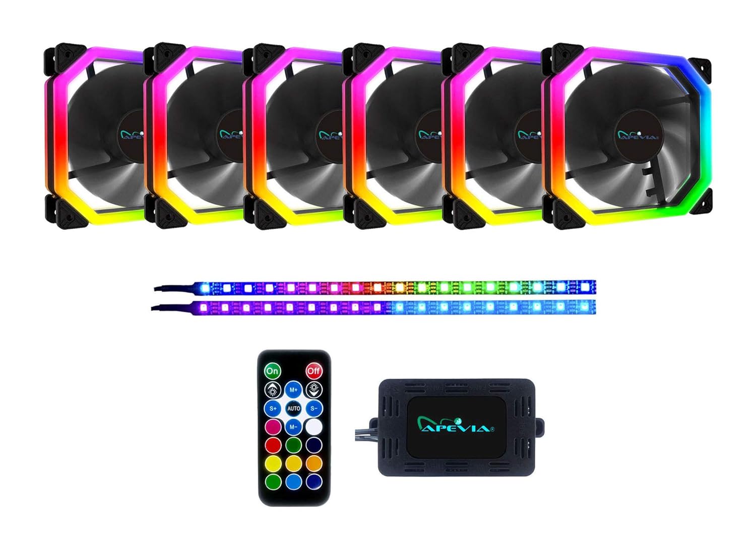 Upgrade Your PC with Apevia PN6P2-RGB Phoenix 120mm RGB LED Fans - Silent, Color-Changing & Remote-Controlled (6+2 Pack)