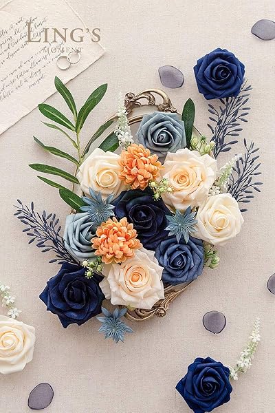Ling's moment Ling's Moment Navy Blue Artificial Flowers Grand Box Set for DIY Bouquets Centerpieces Garlands and Flower Arrangements - View 3 of 7