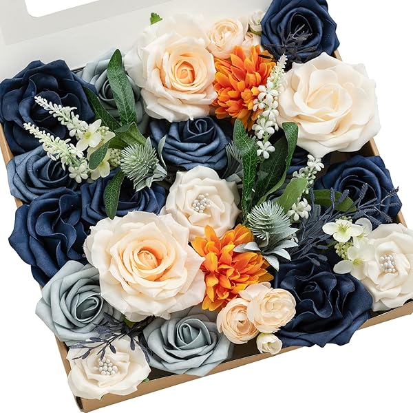 Ling's moment Ling's Moment Navy Blue Artificial Flowers Grand Box Set for DIY Bouquets Centerpieces Garlands and Flower Arrangements - View 2 of 7