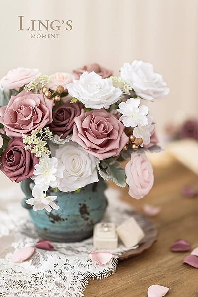 Ling's moment Ling's Moment Faux Foam Roses and Gardenia Combo for DIY Wedding Bouquets and Home Decor 24pcs Mauve and Blush - View 6 of 8