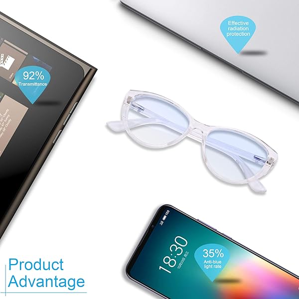 ANDWOOD ANDWOOD Blue Light Blocking Glasses for Women Cat Eye Clear Frame Stylish Eyewear for Computer Use - View 5 of 7