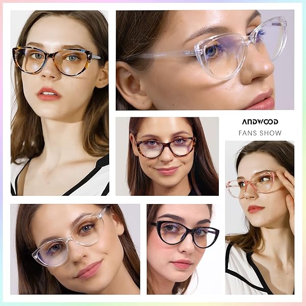ANDWOOD ANDWOOD Blue Light Blocking Glasses for Women Cat Eye Clear Frame Stylish Eyewear for Computer Use - View 6 of 7