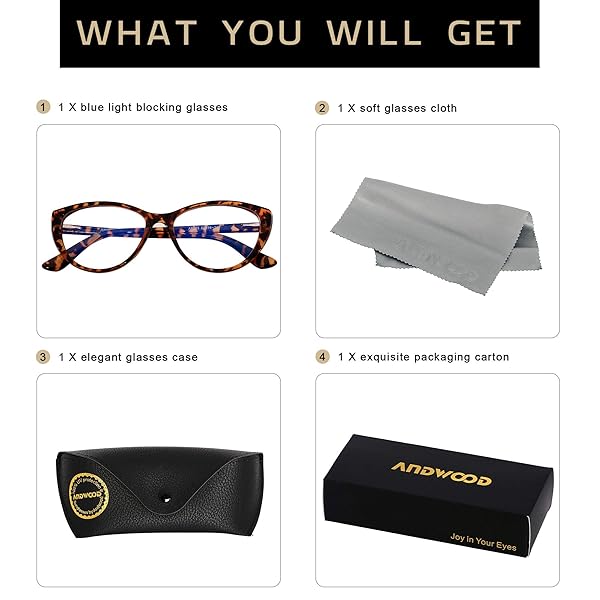 ANDWOOD ANDWOOD Blue Light Blocking Glasses for Women Cat Eye Tortoise Frame Clear Reading Eyeglasses Bluelight Blocker Computer Use - View 7 of 7