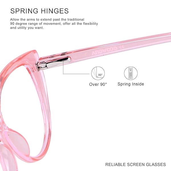 ANDWOOD ANDWOOD Blue Light Blocking Glasses for Women Cat Eye Frame in Pink Clear Bluelight Blocker Eyeglasses for Computer Use - View 4 of 7