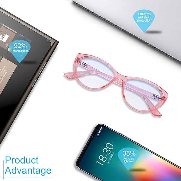 ANDWOOD ANDWOOD Blue Light Blocking Glasses for Women Cat Eye Frame in Pink Clear Bluelight Blocker Eyeglasses for Computer Use - View 5 of 7