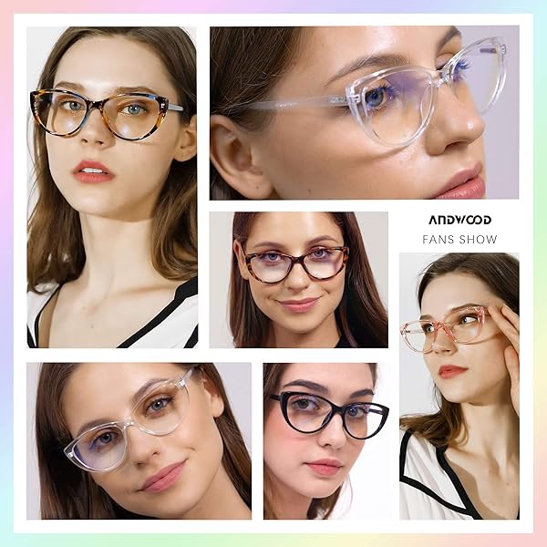 ANDWOOD ANDWOOD Blue Light Blocking Glasses for Women Cat Eye Frame in Pink Clear Bluelight Blocker Eyeglasses for Computer Use - View 7 of 7
