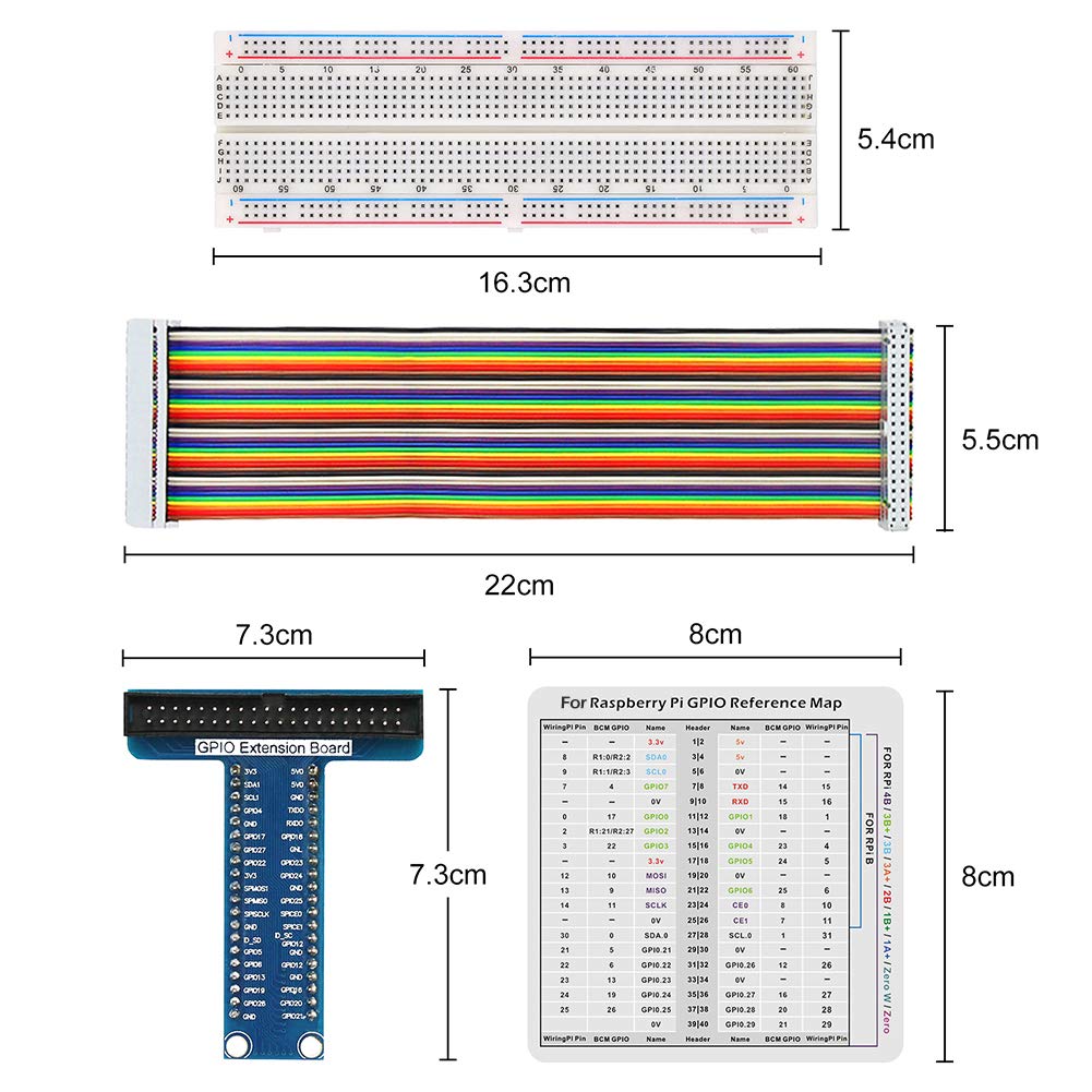 WayinTop WayinTop RPi GPIO Breakout Expansion Kit for Raspberry Pi 4B 3B+ 3B 2B B+ with Breadboard Jumper Wires and GPIO Flat Ribbon Cable - View 2 of 7