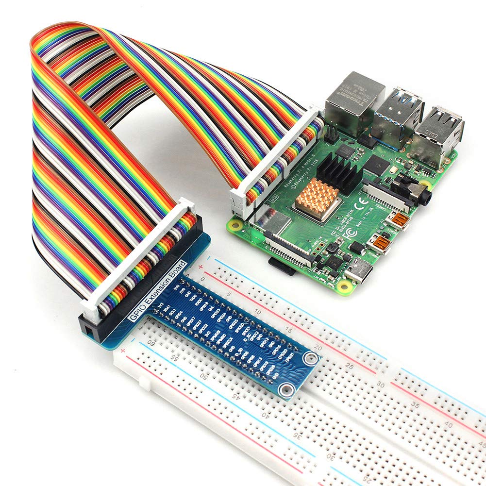 WayinTop WayinTop RPi GPIO Breakout Expansion Kit for Raspberry Pi 4B 3B+ 3B 2B B+ with Breadboard Jumper Wires and GPIO Flat Ribbon Cable - View 7 of 7