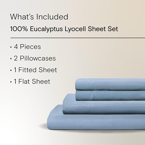 Sijo Sijo AiryWeight Tencel Sheet Set Buttery Soft Cooling Sheets 100% Lyocell Eucalyptus 4pc Queen Sky Color - View 3 of 8
