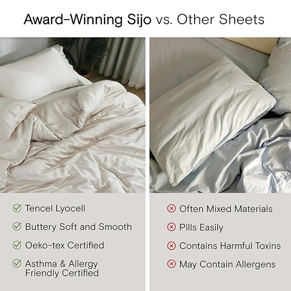 Sijo Sijo AiryWeight Tencel Sheet Set Buttery Soft Cooling Sheets 100% Lyocell Eucalyptus 4pc Queen Sky Color - View 8 of 8