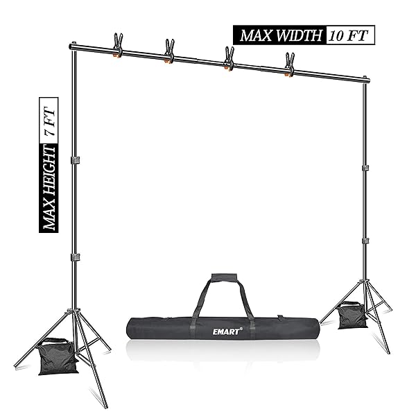 EMART EMART 7x10ft Green Screen Backdrop Stand Kit with 6x9ft Cotton Muslin for Photography - Perfect Chromakey Support System - View 4 of 9