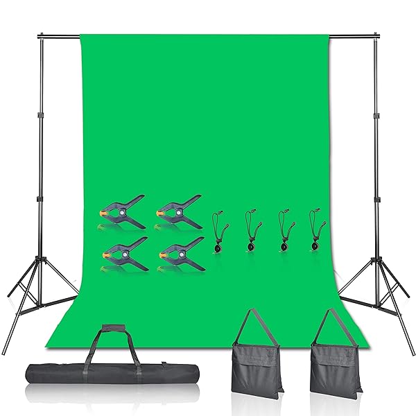 EMART EMART 7x10ft Green Screen Backdrop Stand Kit with 6x9ft Cotton Muslin for Photography - Perfect Chromakey Support System - View 3 of 9