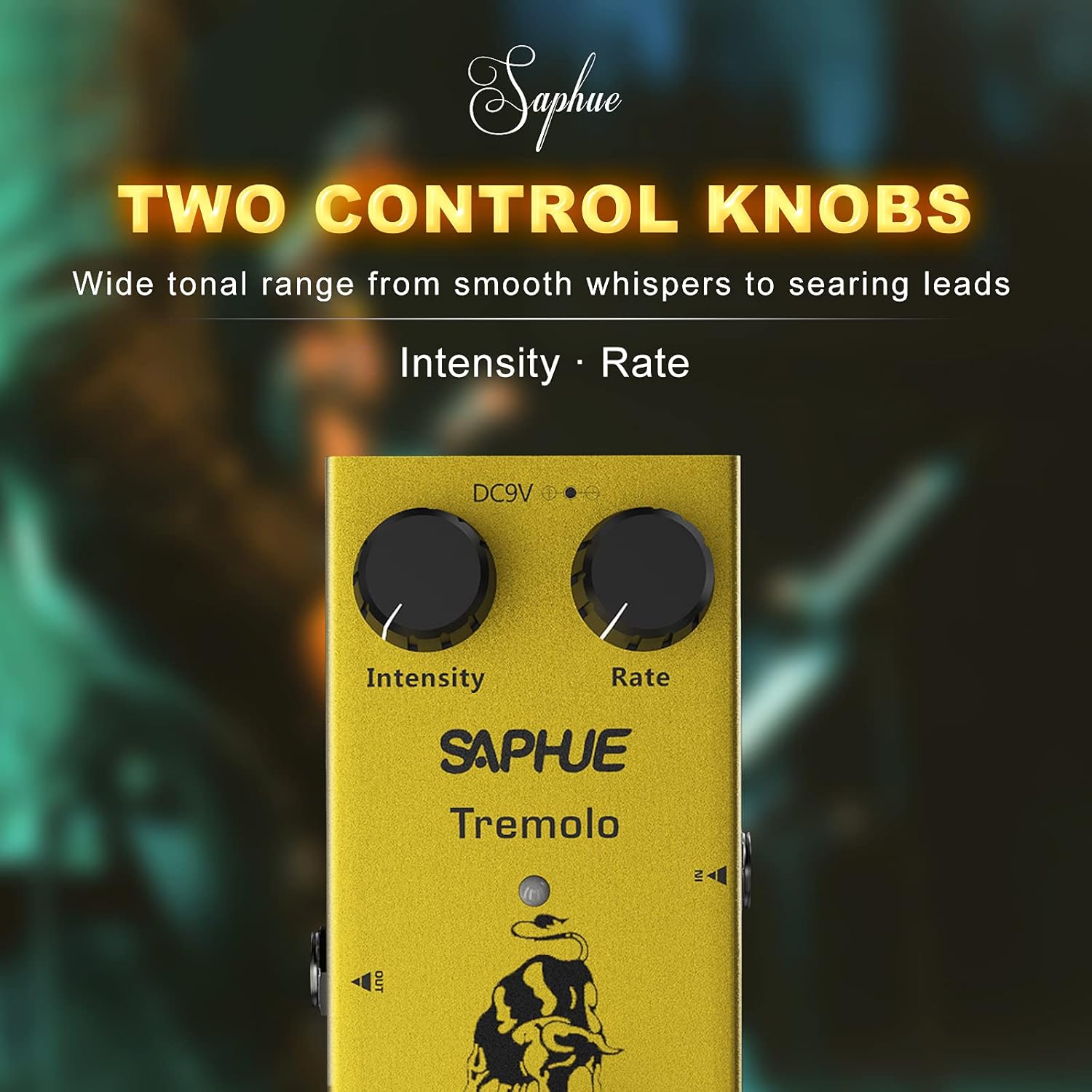 SAPHUE SAPHUE Guitar Tremolo Effects Pedal with Intensity Rate Knob True Bypass Mini Steel Shell for Electric Guitar Kit - View 2 of 9