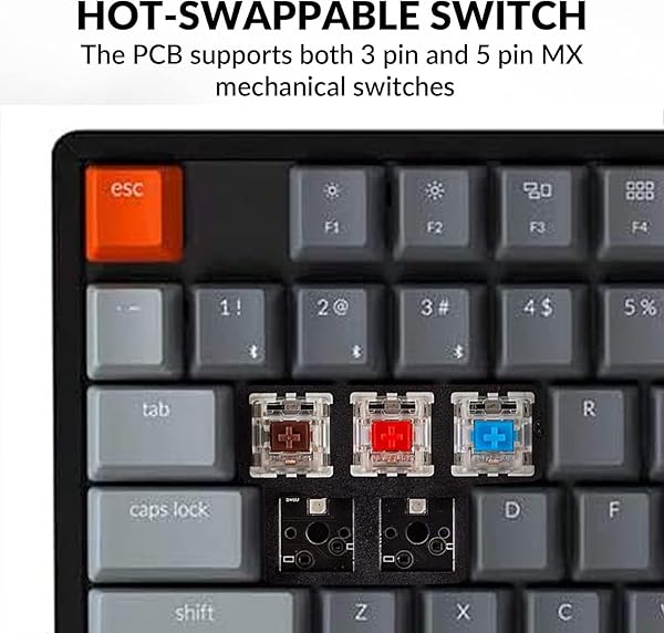 Keychron Keychron K8 Wireless Mechanical Keyboard Hot-swappable Tenkeyless 87 Keys RGB Gateron Brown Switch Aluminum Frame for Mac and Windows - View 6 of 10