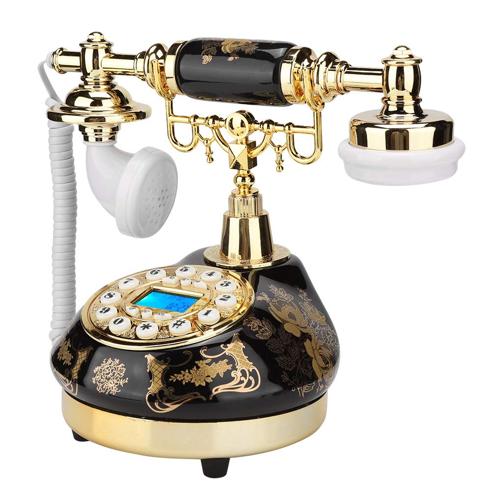 Yoidesu Retro Vintage Antique Telephone Classic Fixed Digital Caller ID Home Decor Black Gold - View 2 of 9