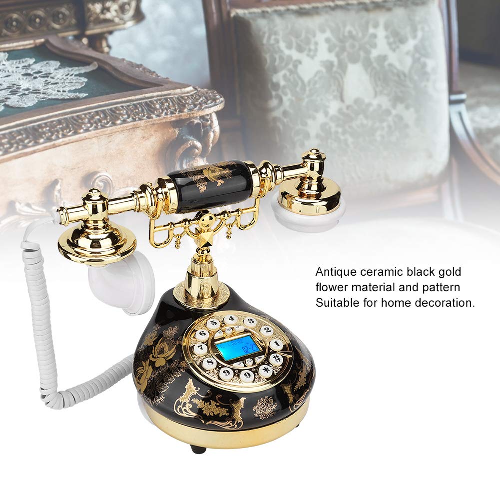 Yoidesu Retro Vintage Antique Telephone Classic Fixed Digital Caller ID Home Decor Black Gold - View 3 of 9