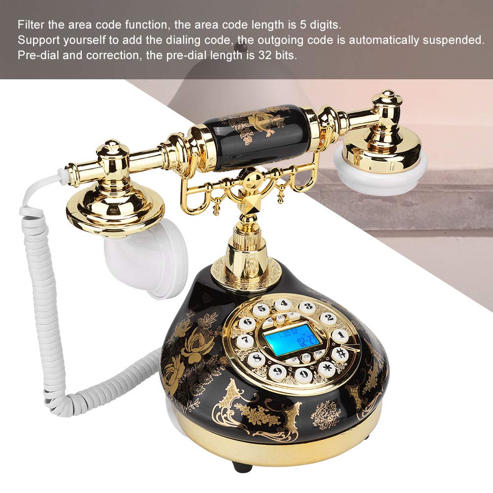 Yoidesu Retro Vintage Antique Telephone Classic Fixed Digital Caller ID Home Decor Black Gold - View 6 of 9
