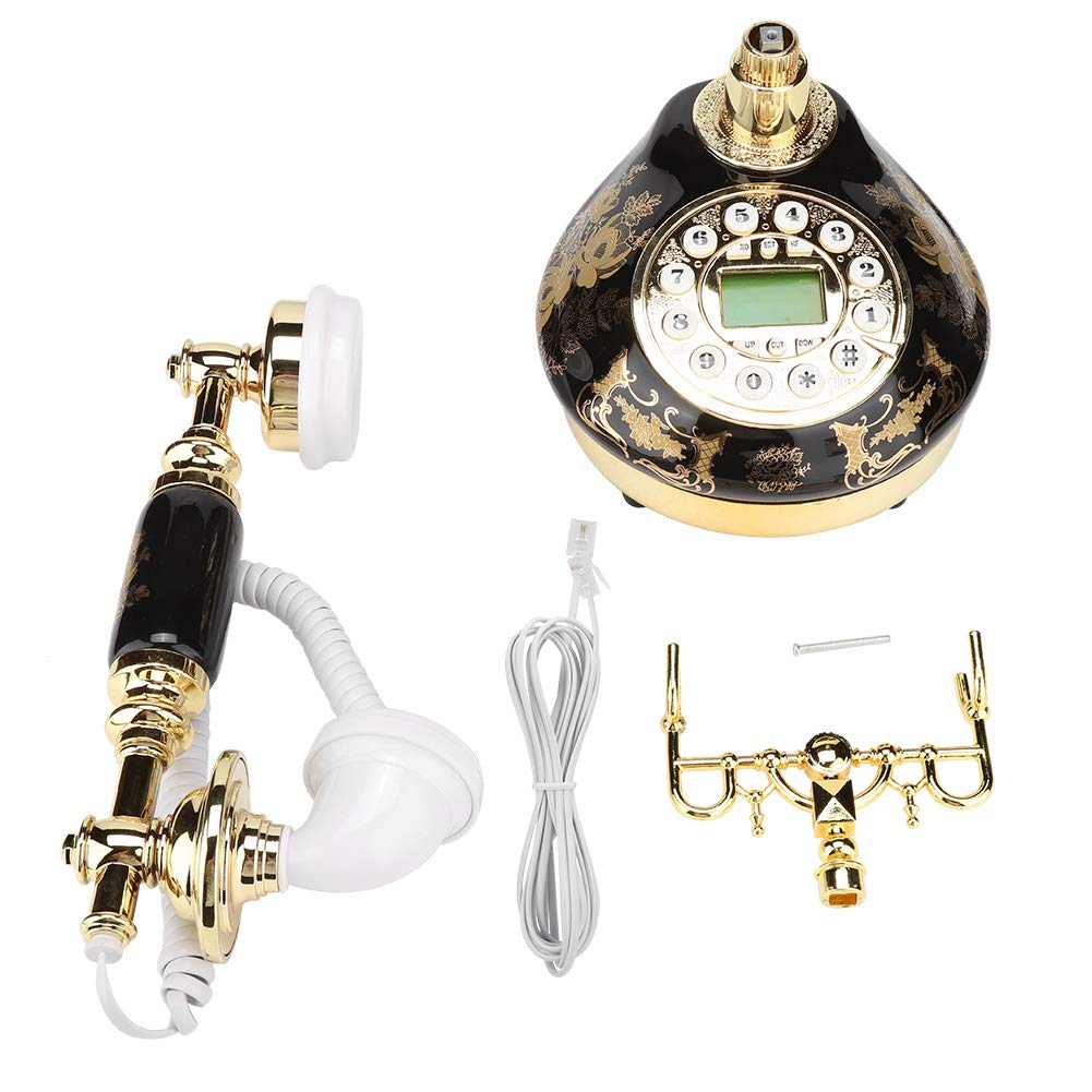 Yoidesu Retro Vintage Antique Telephone Classic Fixed Digital Caller ID Home Decor Black Gold - View 7 of 9