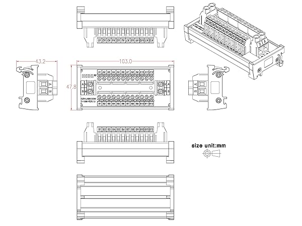 HCDC 30Amp 300V 2x12 Position Terminal Block Distribution Module DIN Rail Mount for Efficient Wiring Solutions - View 8 of 9