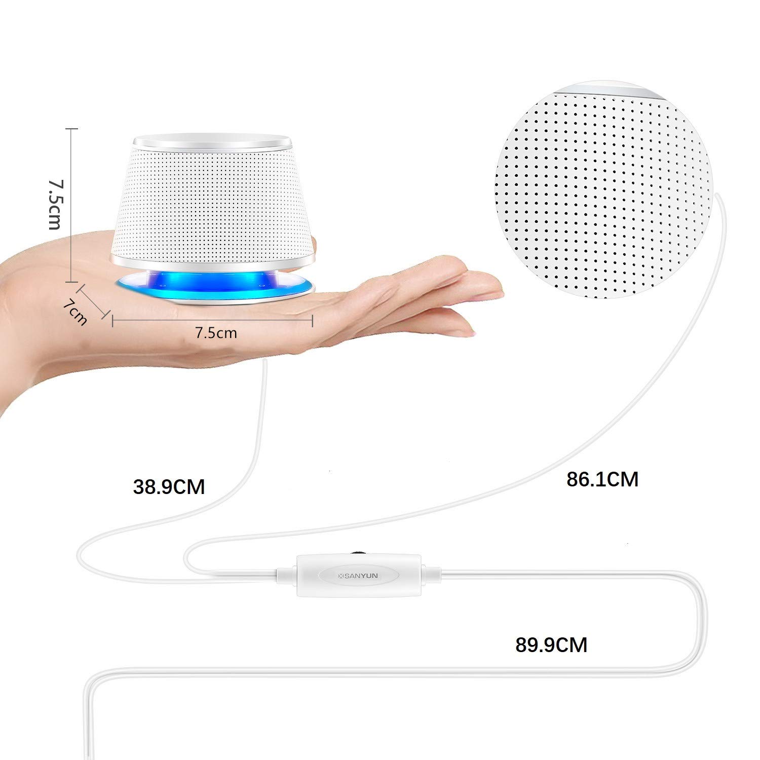 Sanyun Buy Sanyun SW102 Computer Speakers - 5Wx2 Deep Bass, USB Powered, Compact Stereo 2.0 for PC & Laptop - White - View 5 of 7