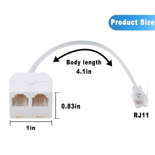 RFAdapter RFAdapter Telephone Splitter 3 Pack RJ11 Male to Female Two Way Phone Line Splitter Converter Cable for Easy Connection - View 8 of 8