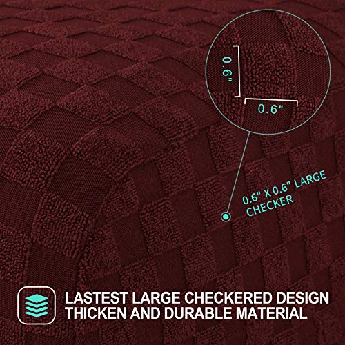 YEMYHOM YEMYHOM 6 Pieces Stretch Loveseat Recliner Slipcover Jacquard Fitted Sofa Cover with Side Pocket Elastic Bottom Wine Red - View 4 of 8