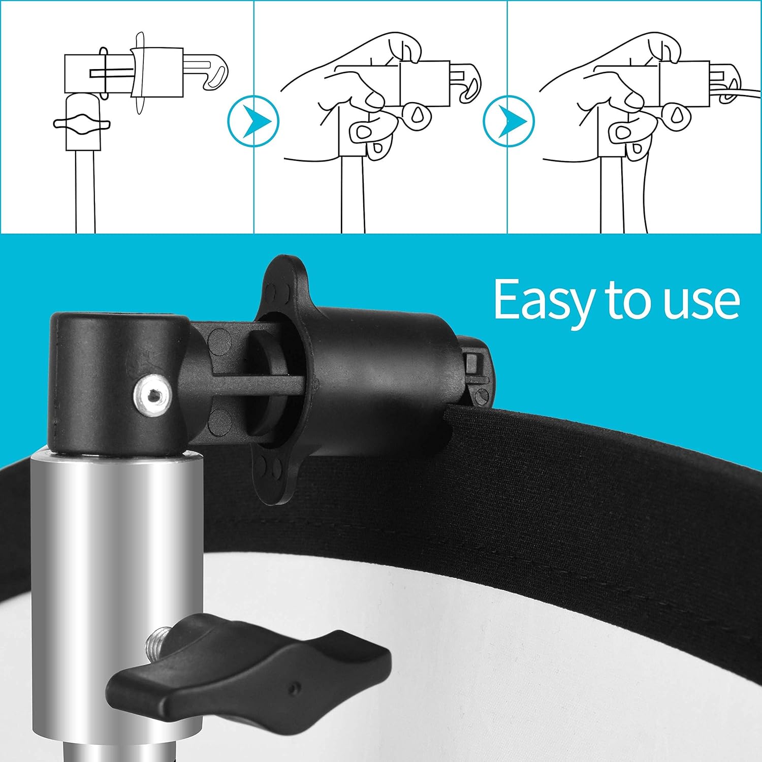 EMART EMART 8.5FT Green Screen Background Reflector Clip with Light Stand for Photography Video Studio Live Streaming and Youtuber Use - View 5 of 7