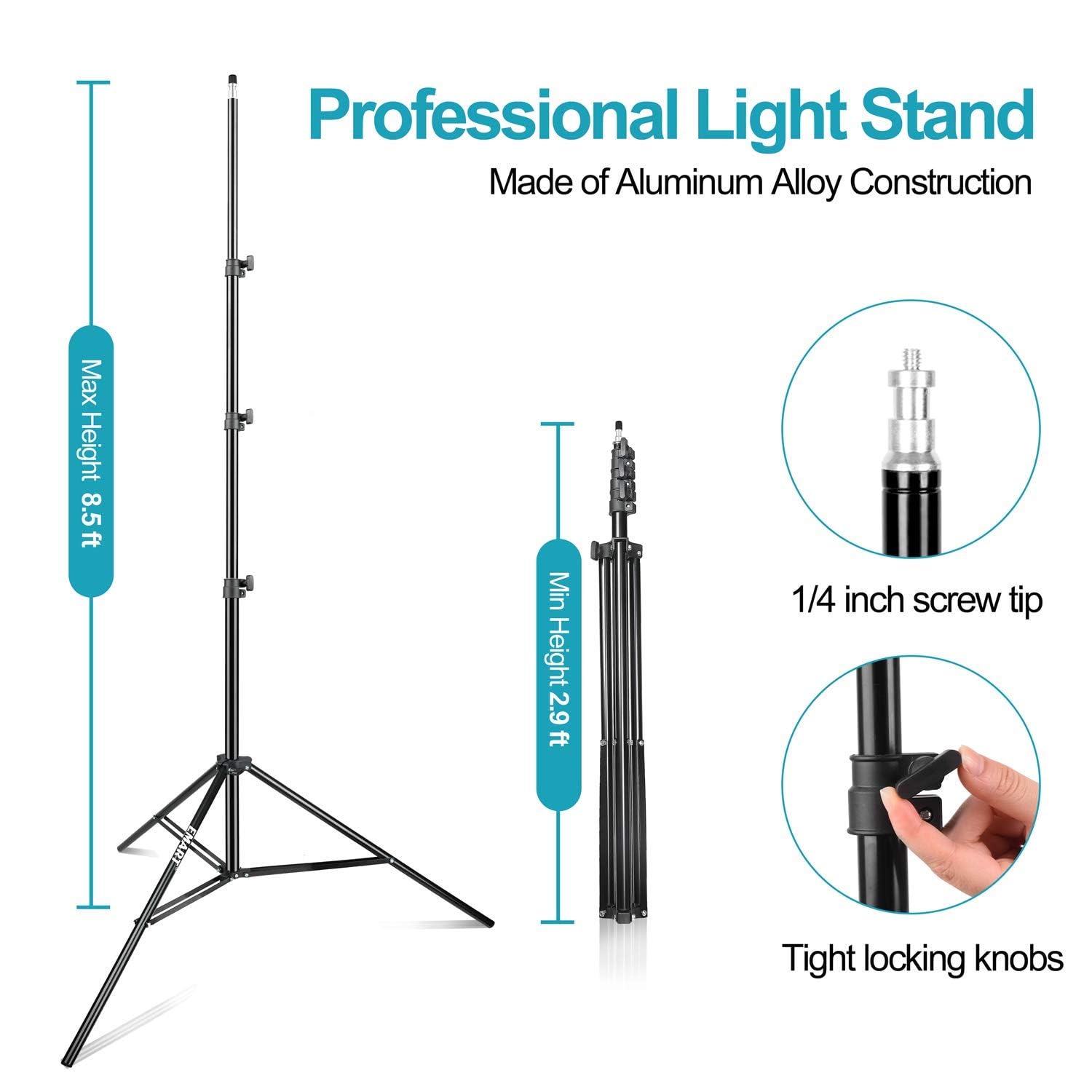 EMART EMART 8.5FT Green Screen Background Reflector Clip with Light Stand for Photography Video Studio Live Streaming and Youtuber Use - View 6 of 7