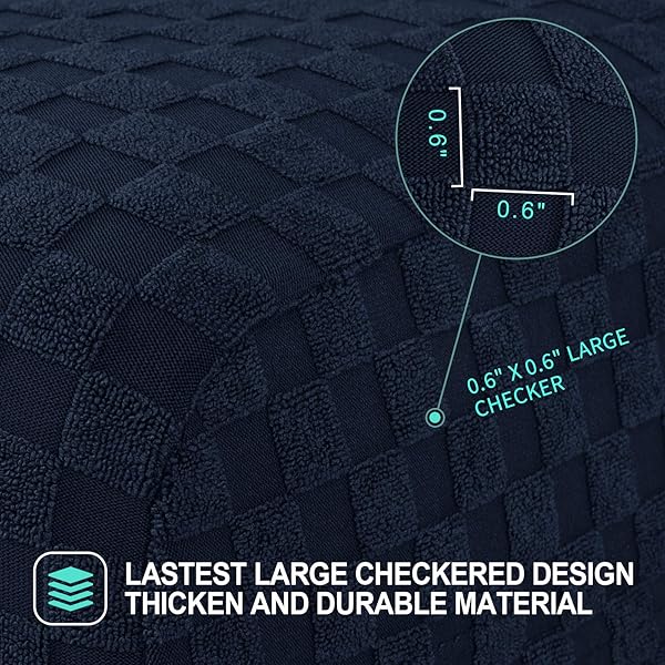 YEMYHOM YEMYHOM 8 Pieces Stretch Recliner Sofa Cover Jacquard Anti-Slip Fitted Couch Cover with Side Pocket Large Navy - View 4 of 8