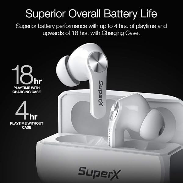 SuperX SuperX Bluetooth 5.0 Wireless Earbuds Sweatproof Headset with Charging Case and Built in Mic for Sport Pumping Bass Platinum Silver - View 4 of 9