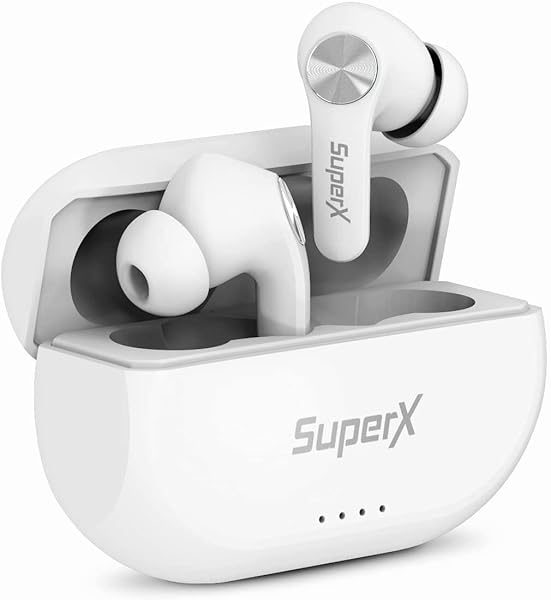 SuperX SuperX Bluetooth 5.0 Wireless Earbuds Sweatproof Headset with Charging Case and Built in Mic for Sport Pumping Bass Platinum Silver - View 5 of 9