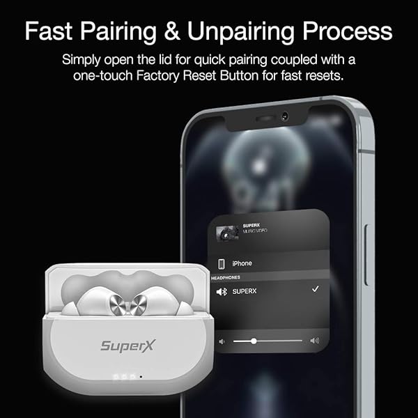 SuperX SuperX Bluetooth 5.0 Wireless Earbuds Sweatproof Headset with Charging Case and Built in Mic for Sport Pumping Bass Platinum Silver - View 8 of 9