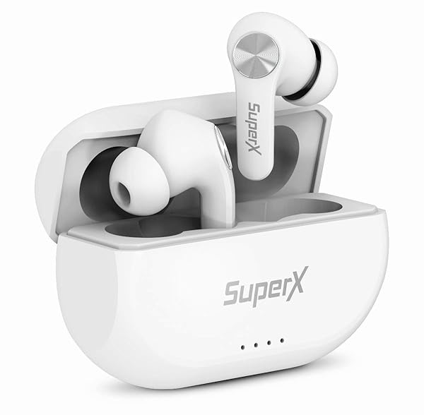 SuperX SuperX Bluetooth 5.0 Wireless Earbuds Sweatproof Headset with Charging Case and Built in Mic for Sport Pumping Bass Platinum Silver - View 2 of 9