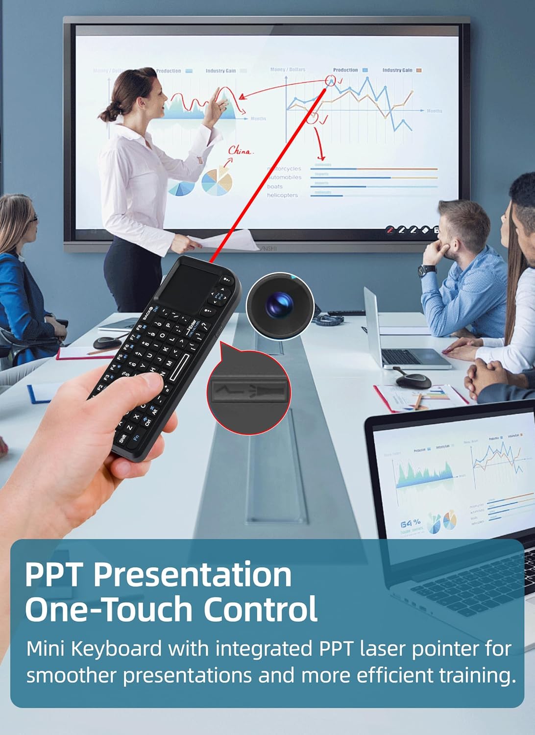 125 UKB-100-RF 3-in-1 USB Pocket Mini Keyboard with Touchpad for PC Tablets TV Smartphones 69 Keys Compact Design - View 4 of 9