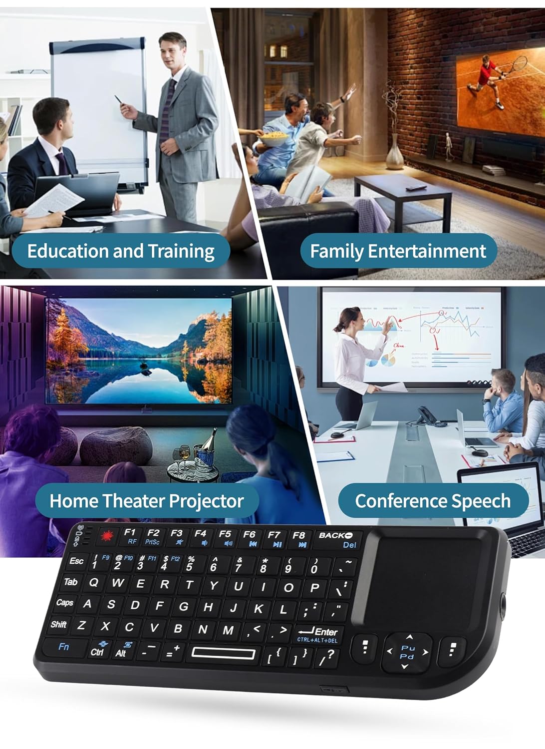 125 UKB-100-RF 3-in-1 USB Pocket Mini Keyboard with Touchpad for PC Tablets TV Smartphones 69 Keys Compact Design - View 5 of 9