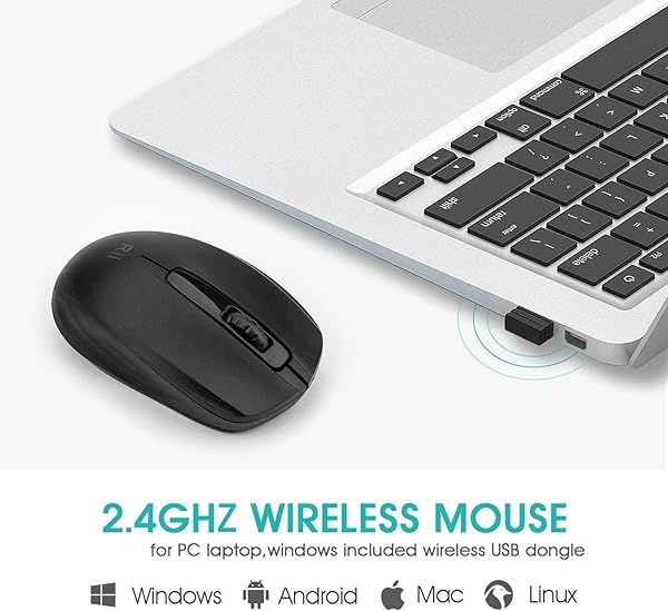 Rii Rii 10 Pack Wireless Mouse Portable Computer Mice for PC Laptop Windows Office with USB Dongle Black - View 7 of 8