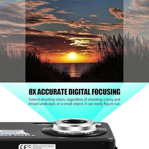 Hilitand Digital Camera 18MP Auto Focus 8X Zoom 2.7in LCD Display Ideal for Photography Gifts for Children Friends and Parents Black - View 6 of 8