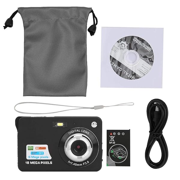 Hilitand Digital Camera 18MP Auto Focus 8X Zoom 2.7in LCD Display Ideal for Photography Gifts for Children Friends and Parents Black - View 8 of 8