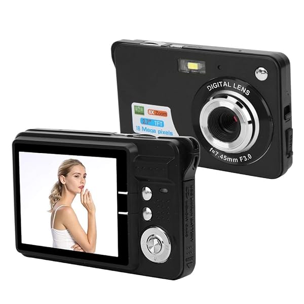 Hilitand Digital Camera 18MP Auto Focus 8X Zoom 2.7in LCD Display Ideal for Photography Gifts for Children Friends and Parents Black - View 2 of 8