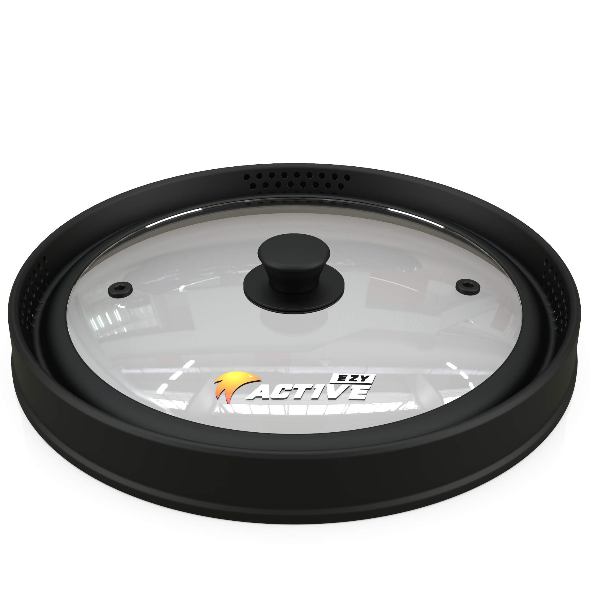 EZY ACTIVE Collapsible Microwave Cover Silicone Glass Splatter Guard Lid for 6-12 Inch Plates Bowls Dishwasher Safe Heat Resistant BPA Free Black - View 4 of 8