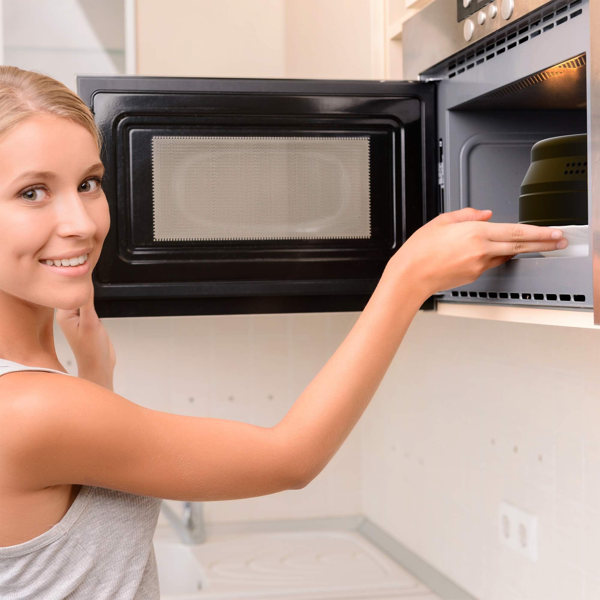 EZY ACTIVE Collapsible Microwave Cover Silicone Glass Splatter Guard Lid for 6-12 Inch Plates Bowls Dishwasher Safe Heat Resistant BPA Free Black - View 7 of 8