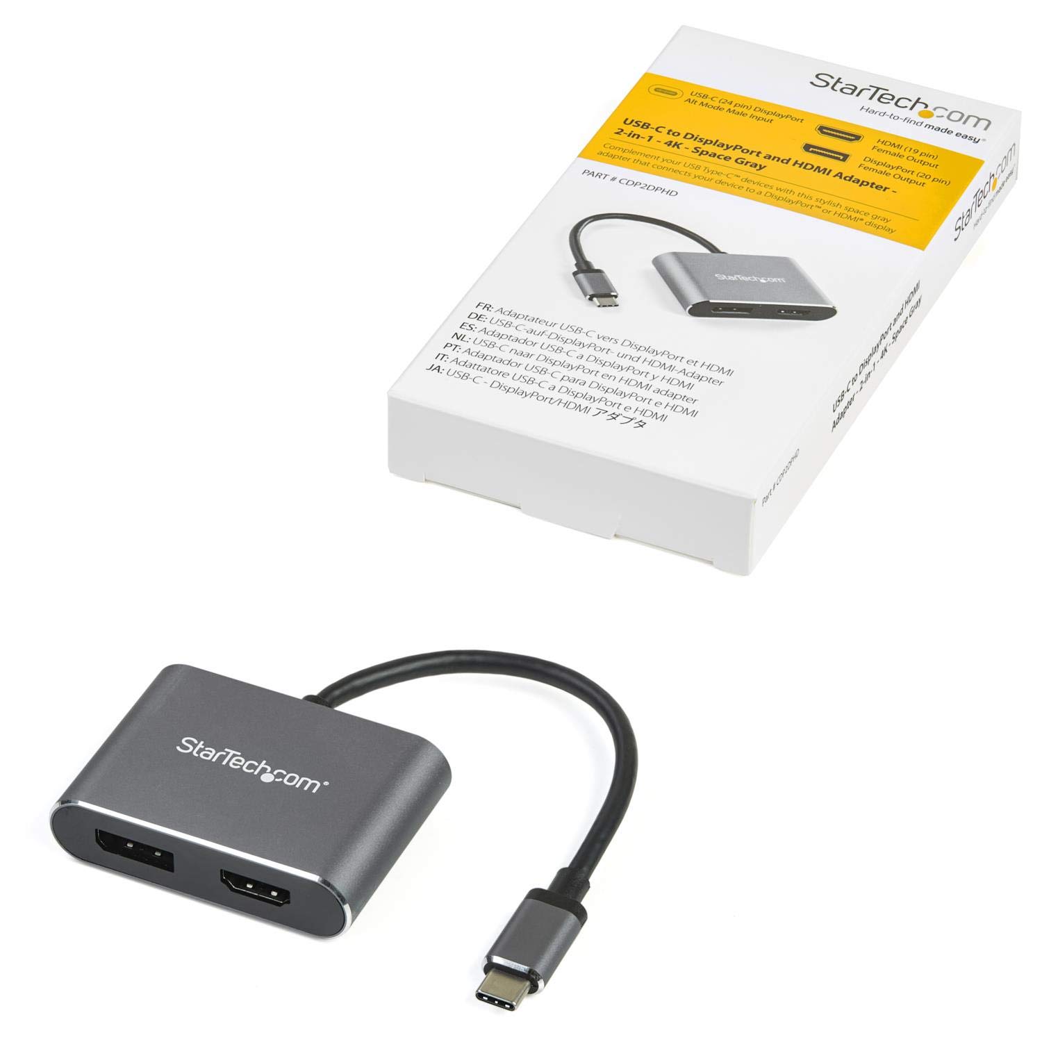 StarTech.com StarTech USB C Multiport Video Adapter 4K 60Hz HDMI DisplayPort Thunderbolt 3 Compatible 2-in-1 Display Converter - View 5 of 5