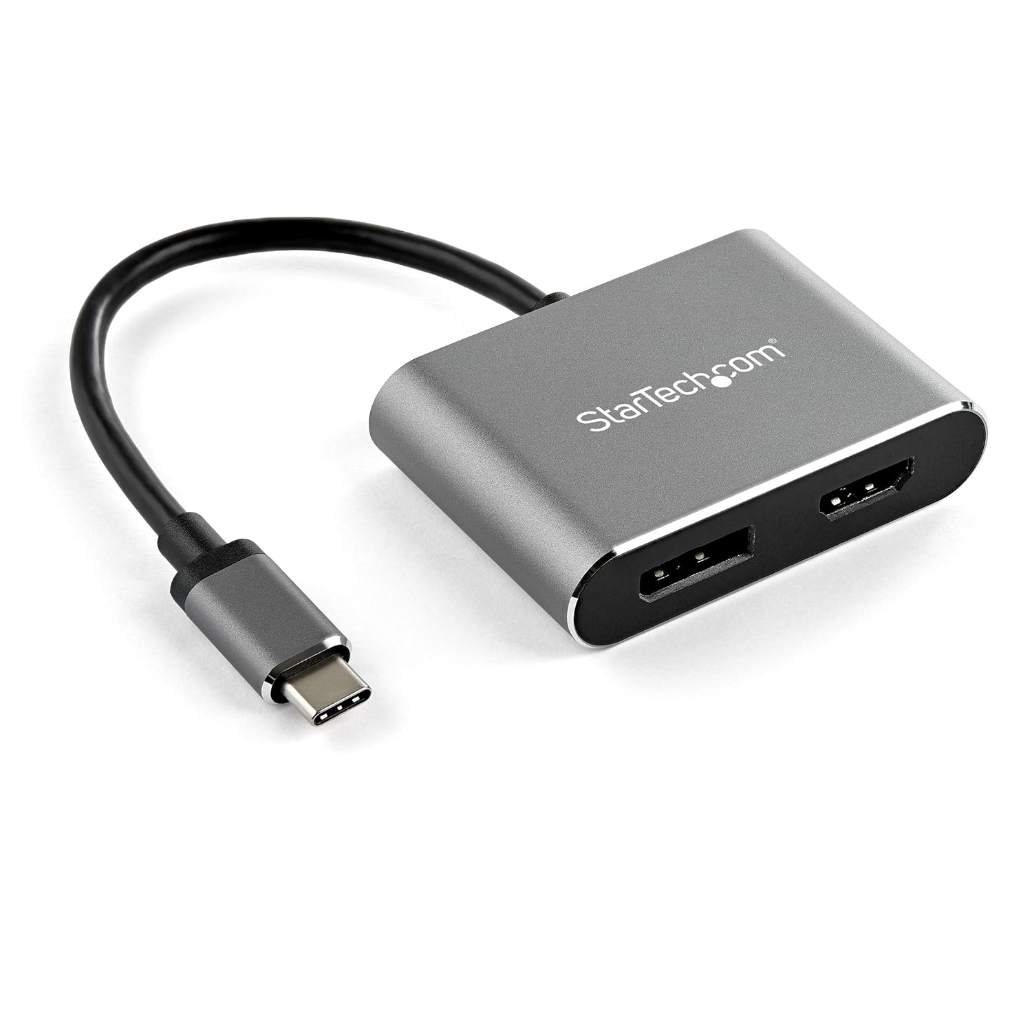 StarTech USB C Multiport Video Adapter 4K 60Hz HDMI DisplayPort Thunderbolt 3 Compatible 2-in-1 Display Converter