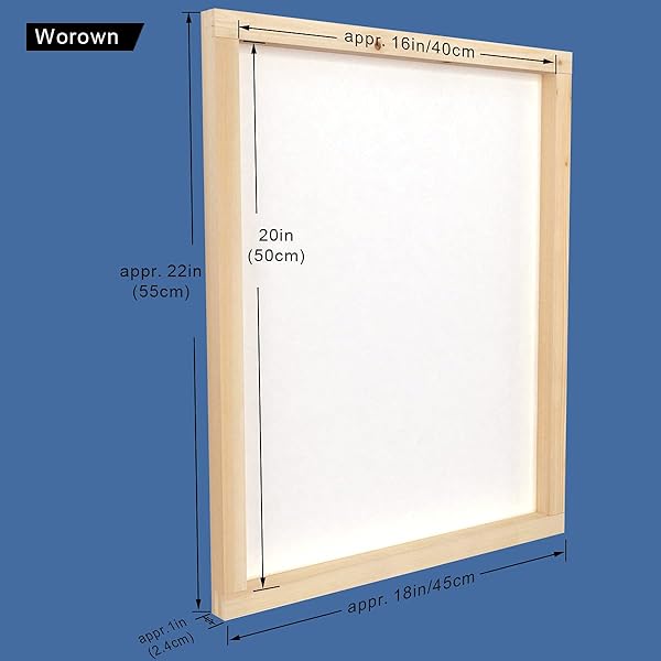 Worown Worown 16x20 Inch Wood Silk Screen Printing Frame with 160 White Mesh and 13.7 Inch Squeegee for Quality Screen Printing - View 4 of 8