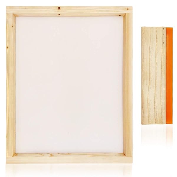 Worown Worown 16x20 Inch Wood Silk Screen Printing Frame with 160 White Mesh and 13.7 Inch Squeegee for Quality Screen Printing