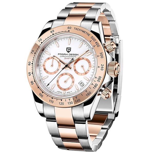 PAGRNE DESIGN Pagani Design Men's Stainless Steel Quartz Watch - Multifunction Chronograph, Luminous & Waterproof for Business Casual Style