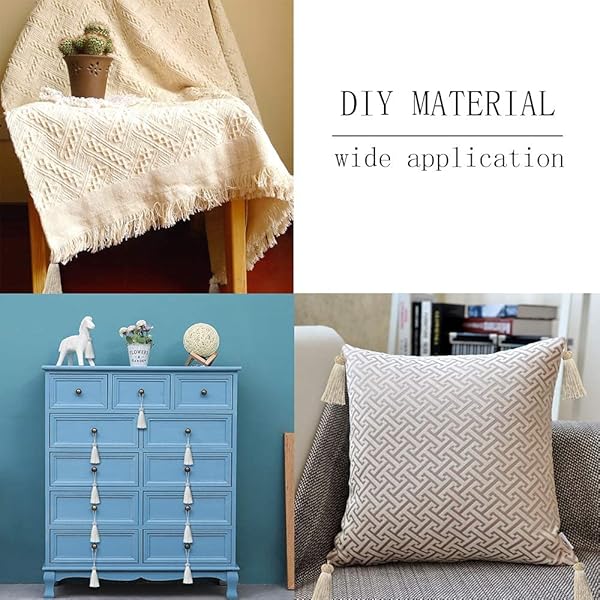 BEL AVENIR BEL AVENIR 8 Pcs Elegant Polyester Key Tassel Set Colorful Charms for Christmas Tree DIY Craft Garland Wedding Home Party Decorations White - View 4 of 7