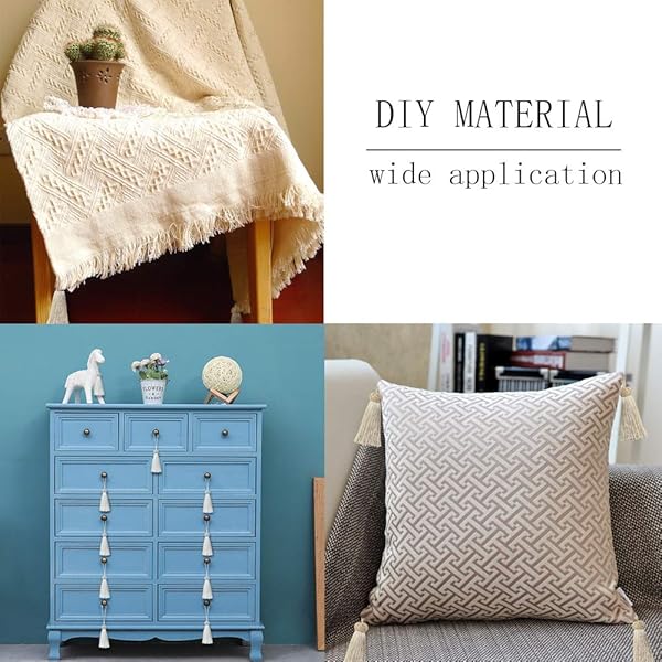 BEL AVENIR BEL AVENIR 8 Pcs Elegant Polyester Key Tassel Set Colorful Charms for Christmas Tree DIY Craft Garland Wedding Home Party Decorations Flaxen - View 3 of 7