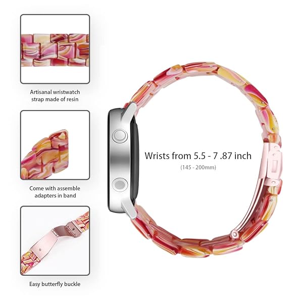SPINYE SPINYE Colorful Resin Watch Bands for Samsung Galaxy Watch 46mm Huawei Watch GT5 GT4 GT3 GT2 22mm Strap for Men and Women Face Red - View 7 of 8